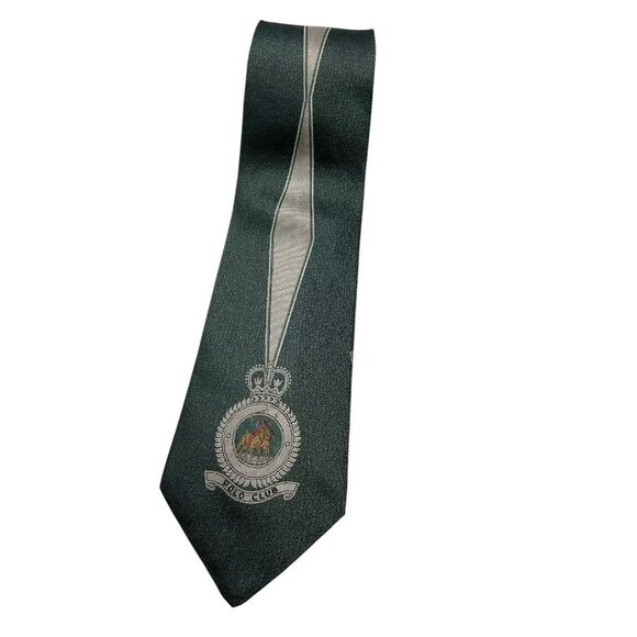 FENDI Men's 100% Silk Necktie LUXURY Tie Green Polo Club W:3.8" EUC